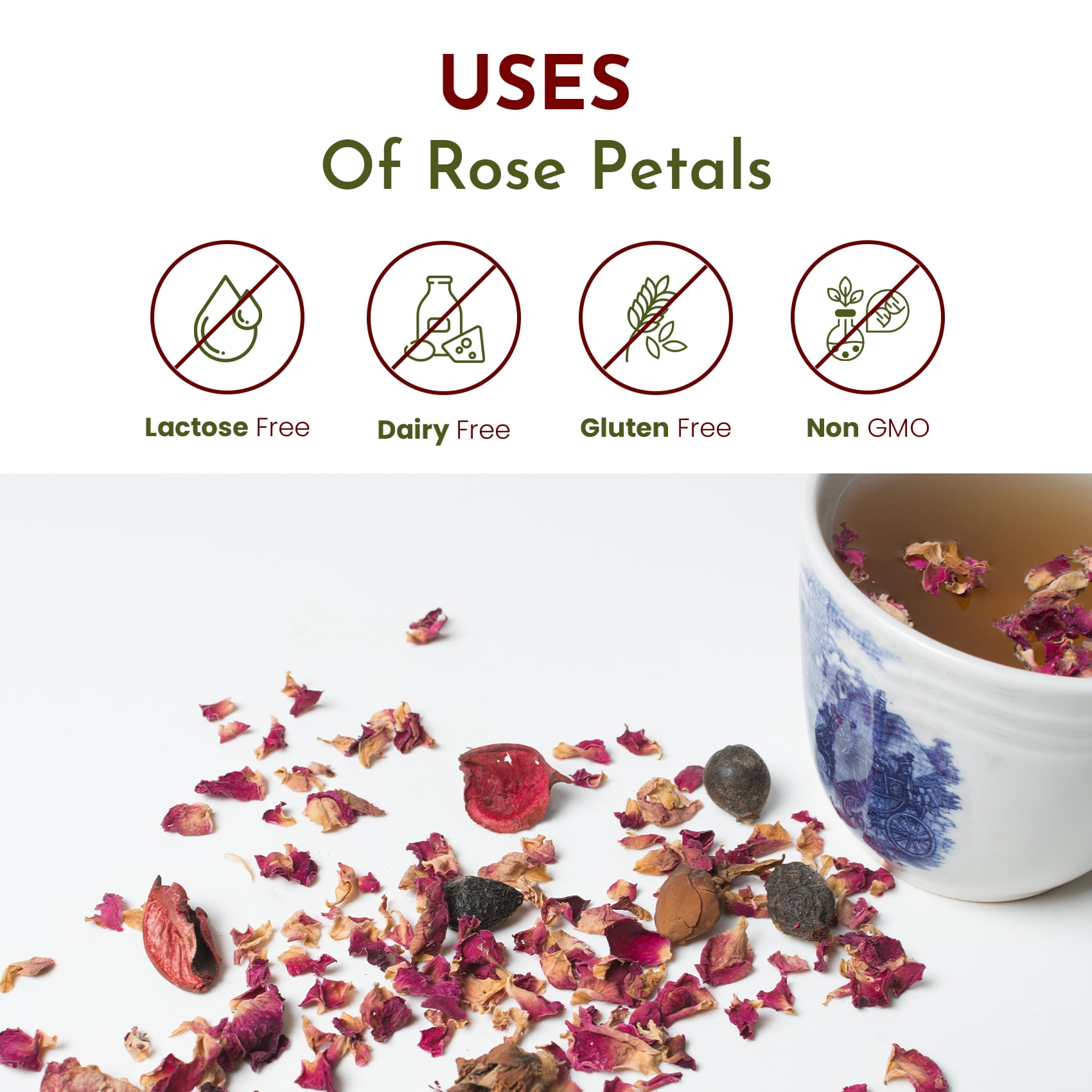Dried Natural Rose Petals - Edible, Food Grade, For Weddings, Baths, Decor (2-8oz Sizes)