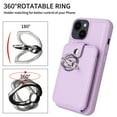thumbnail image 3 of ELEHOLD Wallet Case for iPhone 14 6.1" with Organ Card Slots Holders Rotatable Finger Ring Holder Stand Function Premium Leather Shockproof Purse Case,Purple, 3 of 8