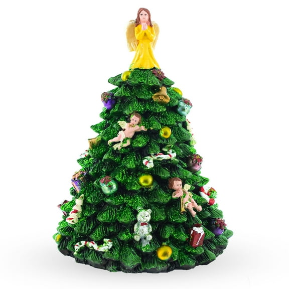 Wind-up Spinning Musical Christmas Tree with Angel Topper