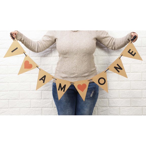 Inkdotpot Ready To Hang I Am One Rustic Kraft Bunting Pre Strung Kids Birthday Decoration Pennant Bunting Banner Flags Party Supplies