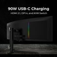 thumbnail image 6 of Deco Gear 49" Curved QD-OLED Ultrawide Monitor, 5120x1440 0.03ms 144Hz, HDR400 True Black 32:9 Adaptive Sync, 100% sRGB HDMI 2.1 90W USB-C, KVM Built-in Speakers Adjustable Stand, 6 of 9