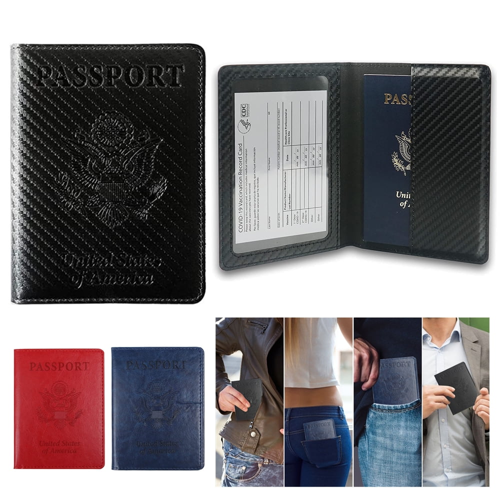 Blue White Bird Leather Passport Holder Cover Case Travel One Pocket