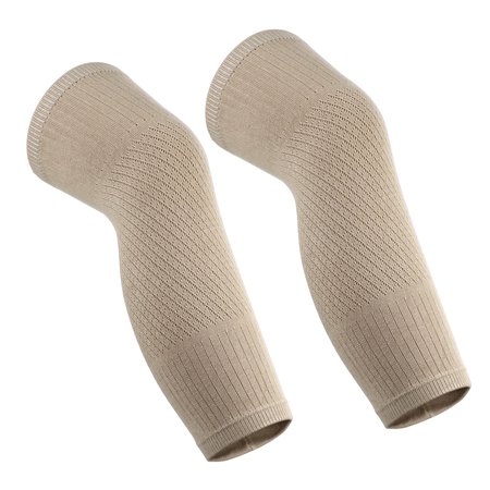 Unique Bargains 1Pair Thigh High Leg Compression Stocking Footless Cashmere Beige XL