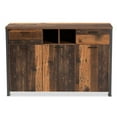 thumbnail image 3 of Bowery Hill Brown Finished Wood and Grey Metal 3-Door Sideboard Buffet, 3 of 9