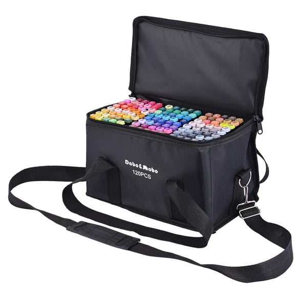 Dabo&Shobo 120 Color Alcohol Marker Pens, Bright Permanent Markers for Coloring, Markers For Adults Coloring Book, Wide Chisel and Fine Tip, Dual Tip