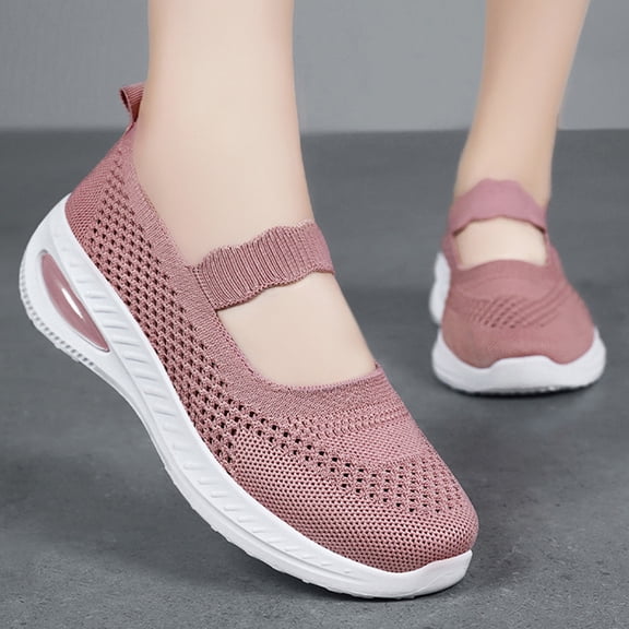 Willtoo Orthopedic Dress Shoes for Women Arch Support Non Slip Slip on Work Shoes Wide Knitted Mesh Stretch Server Shoes Soft 2026 New Foam Shoes