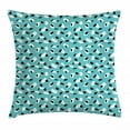 thumbnail image 1 of Turquoise Blue Throw Pillow Cushion Cover, Artistic Repetitive Pattern with Creative Quirky Brushstrokes, Decorative Square Accent Pillow Case, 16" X 16", Turquoise Dark Grey White, by Ambesonne, 1 of 2