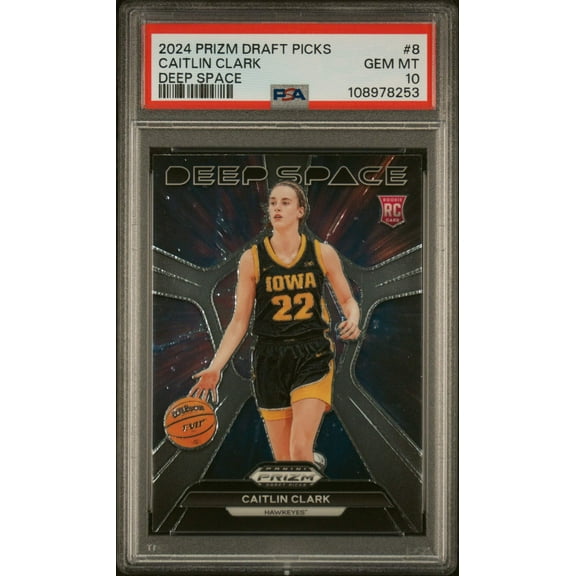 Graded 2024 Panini Prizm Draft Picks Caitlin Clark #8 Deep Space Rookie RC Basketball Card PSA 10 Gem Mint