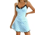 thumbnail image 3 of WCJM Casual Print Sleepdress Princess Sleep Dress Love Print Slim Fit Nightgown Women's Pajamas Lace V Neck Home Clothes Sleeping Dress for Women, 3 of 4