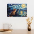 thumbnail image 3 of AIOE Van Gogh Starry Night With Cartoon Cats Canvas Wall Art Night Starry Pictures Paintings Wall Decor, Animal Cats Artworks for Bedroom Living Room Wall Decor Unframe: 12x8in, 3 of 7