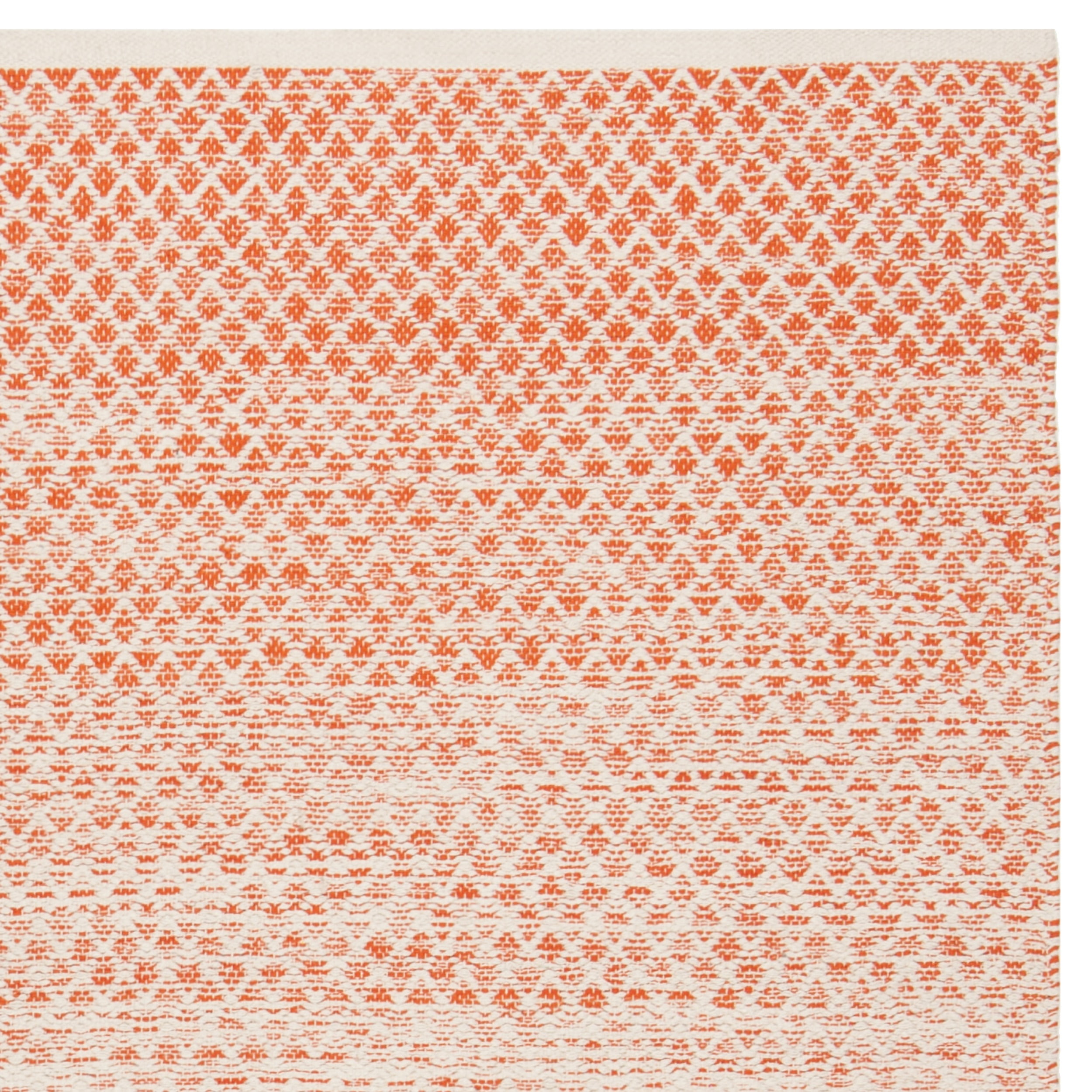 SAFAVIEH Montauk Vaughn Geometric Cotton Area Rug, Orange/Ivory, 6' x 6' Square