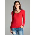 thumbnail image 4 of Emmalise Women's Junior and Plus Size Basic Scoop Neck Tshirt Long Sleeve Tee, Medium, 3Pk White, Hgray, Red, 4 of 7