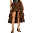 thumbnail image 2 of LWavelet Tiered Ruched Asymmetrical Satin Maxi Skirt Women Gothic Style Party Casual Unique Bottoms Brown XL, 2 of 9