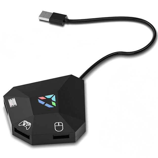 Adaptateur Clavier & Souris USB pour PS4/PS3/Xbox One/Xbox 360/Switch Lite – Convertisseur de Manette Filaire avec Indicateur LED & Support d'Alimentation aux