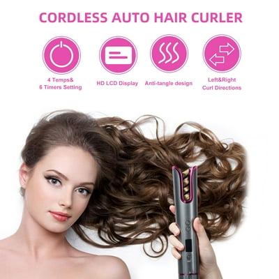 Buy Cordless Auto Hair Curler Automatic Hair Curling Iron With 4 Temperature 6 Timer Settings Lcd Display Portable Curling Wand Styling Tools For Hair Styling Curls Or Waves Online In Vietnam 793753862