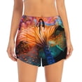 thumbnail image 2 of Gukieu Bioluminescent Underwater Flower Print Women's Sports Shorts with Drawstring Elastic Waistband for Running, Yoga, Fitness-Small, 2 of 7
