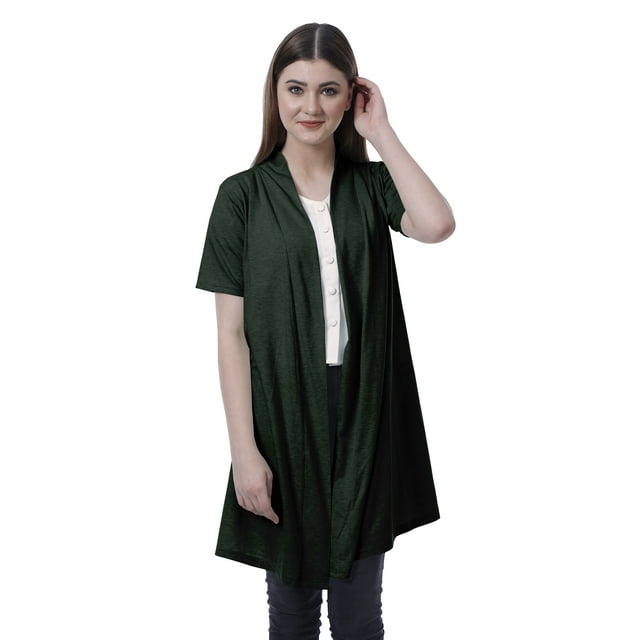 Moomaya Cardigan Long à Manches Mi-Longues Ouvert pour Femmes Coupe Légère d'Été