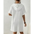 thumbnail image 3 of Bsubseach Short Sleeve Beach Coverup Women's Hooded Swimsuit Cover Up Button Down Shirt Dress, 3 of 5