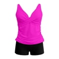 thumbnail image 5 of Conairie Tankini Sets For Women High Waisted Swimsuit Two Piece Plus Size Tummy Control Bathing Suit Tops And Boyshort Solid Color Beach Breathable Swimwear Hot Pink L, 5 of 6