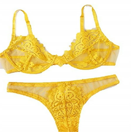 

Kiapeise Women Sexy-Lingerie Nightwear Dress Babydoll G-string Underwear Lace Bra Set Hot