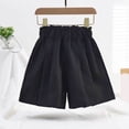 thumbnail image 4 of FINALGANG Girls Kids Solid Color Paperbag Waist Pleated Shorts Loose Fit Lightweight Shorts For Summer Daily Wear Casual Outings Party Occasions Black 7-8 Years, 4 of 5