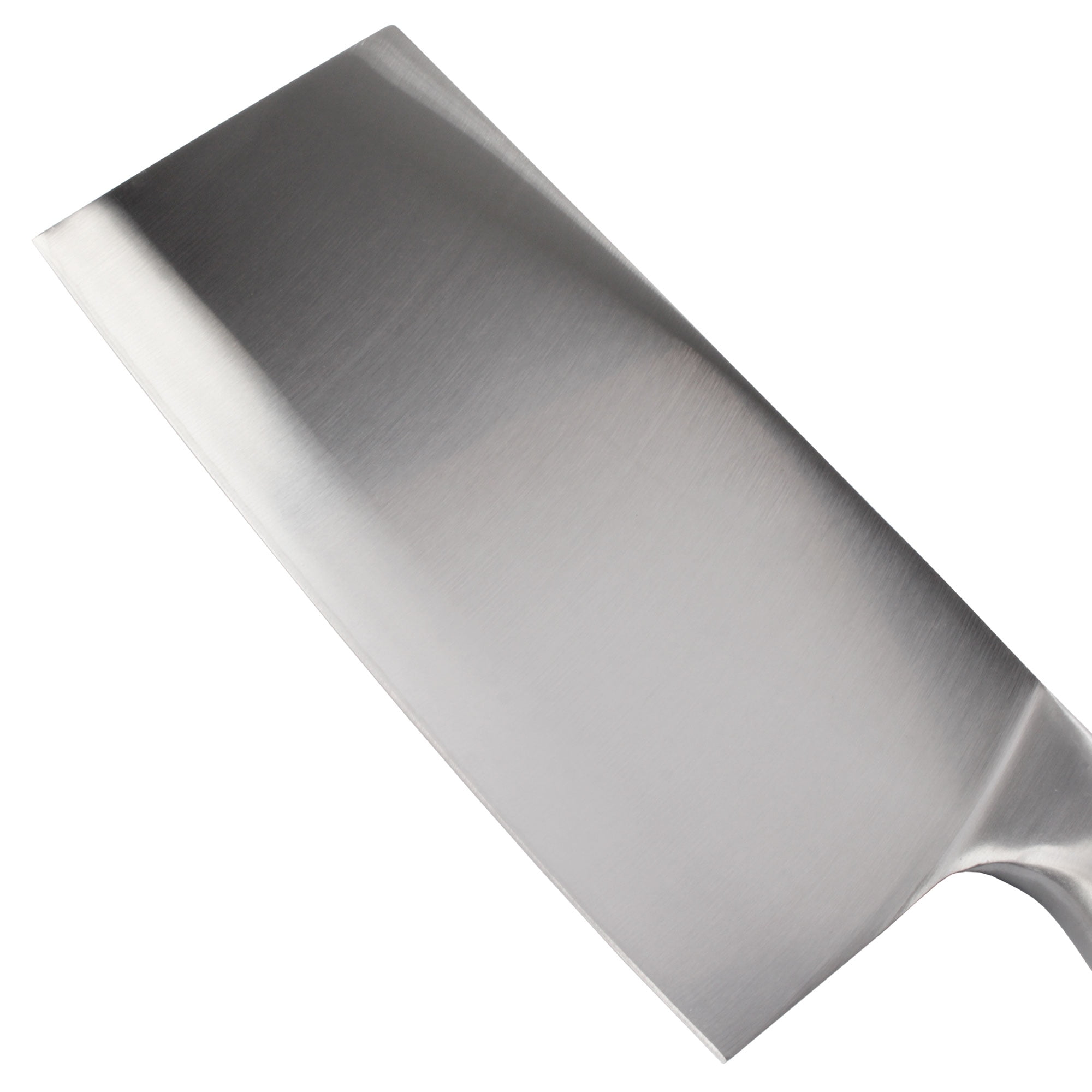 BambooMN Chinese Cleaver - 8.5" Smooth Stainless Steel Blade Silver Handle - 1 Knife