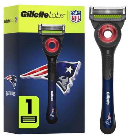 Gillette Labs Official Patriots Licensed Razor for Men, 1 Handle, 1 Blade Refill, Perfect for Game Day Grooming, Gillette Labs with Exfoliating Bar