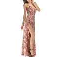 thumbnail image 4 of SWSMCLT Women's High Slit Maxi Dress Deep Homecoming Hoco Long Evening Gown Floral Slit Wedding Sexy V Neck Backless Sequin Cocktail Bridesmaid Party Full-Length Red 10, 4 of 5