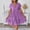 Purple, variant on FengLS Womens Sundresses Fashion V-Neck Short Sleeves Mini Dresses Solid Cotton-Linen Loose Ruffled Hem Dresses for Beach Vacation