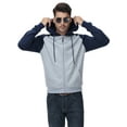 thumbnail image 4 of Weilanxin Men's Color Block Pullover Fleece Hoodie Casual Hooded Sweatshirts Tops Full Zip Jacket with Pocket Athletic Hoodies For Men Navy Contrast Light Grey M, 4 of 10