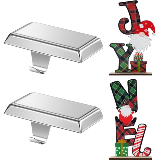 HWZWT 2 Pieces Christmas Stocking Holder Silver Christmas Stocking Holder Suitable for Mantel Pieces Christmas Stocking Holder Silver Christmas Stocking Holder Stocking Holder Pieces Wo
