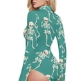 thumbnail image 4 of joogoo Skeleton Dancing Skull Women's Mock Turtle Neck Long Sleeve Bodysuit XL, 4 of 8