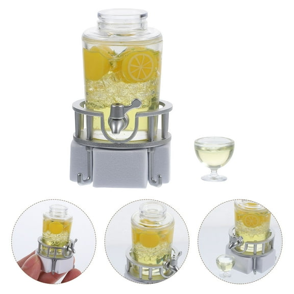 BRIGHTFUFU 1-Pack Miniature Yellow Juice Plastic Resin Fake Drink Model Dollhouse Accessory