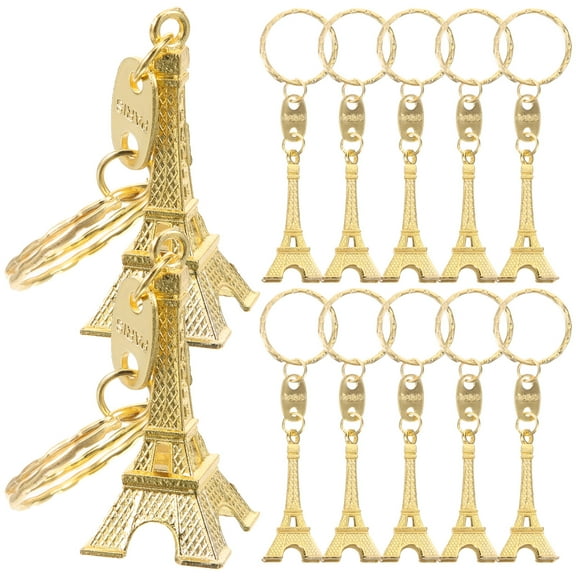 Eiffel Tower keychain Made of Zinc Alloy Golden Color for Bag Cell Phone Decoration 12pcs