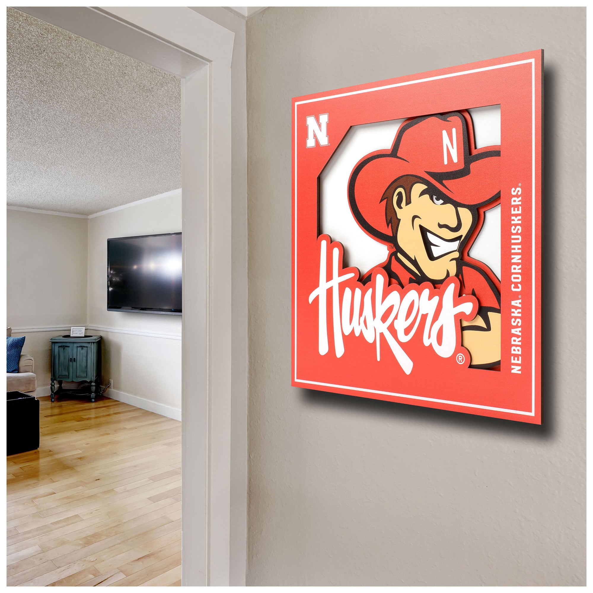YTF NCAA Nebraska Cornhuskers 3D Logo Series Wall Art 12X12