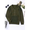 thumbnail image 1 of ABPHQTO Sudadera de mujer con media cremallera y parche acolchado verde, 1 of 5