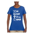 thumbnail image 2 of Eat Sleep Pray Repeat for Christians Faith | Womens Inspirational/Christian Graphic T-Shirt, Royal, X-Large, 2 of 3
