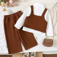 thumbnail image 4 of Xyant Toddler Baby Girl Clothes Outfit Long Sleeve Blouse Polo Shirt Top 3D Flower Vest Pants 3 Piece Outfits Set (Brown,12-18 Months), 4 of 7