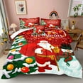 thumbnail image 5 of Move Over Christmas Bedding Set King 4 Pieces Red Santa Claus and Christmas Tree Pattern Xmas Bedding Comforter Set with 1 Cushion Cover, 5 of 8