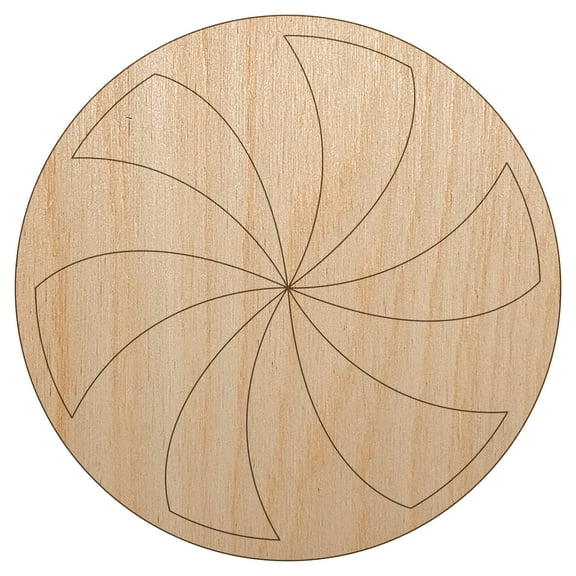Peppermint Candy Swirl Wood Shape Unfinished Piece Cutout Craft DIY Projects - 4.70 Inch Size - 1/8 Inch Thick