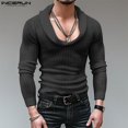 thumbnail image 4 of INCERUN Tops 2024 Camisetas de estilo americano de moda para hombre con cuello en U profundo y diseño de pila, camisetas casuales de manga larga sólidas S-5XL, 4 of 5
