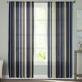 thumbnail image 2 of Blue Brown Stripe Sheer Curtains 72 Inches Long 2 Panels Set, Window Sheer Curtains for Living Room/Bedroom, Farmhouse Modern Vertical Striped Light Filtering Rod Pocket Curtain 52'' x 72'' x 2, 2 of 7
