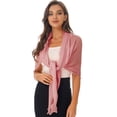 thumbnail image 2 of LiiYii Women's Elegant Chiffon Wrapped Cape Shawl Shurg Sweater Sun Protective Bathing Suit Cover Up Dusty Pink One Size, 2 of 7