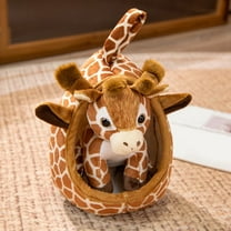 Plush Giraffe Stuffed Animal - Soft Giraffe Baby With Nest, Huggable Plush Toy For Kids, Bedroom Decor, Playtime Companionship