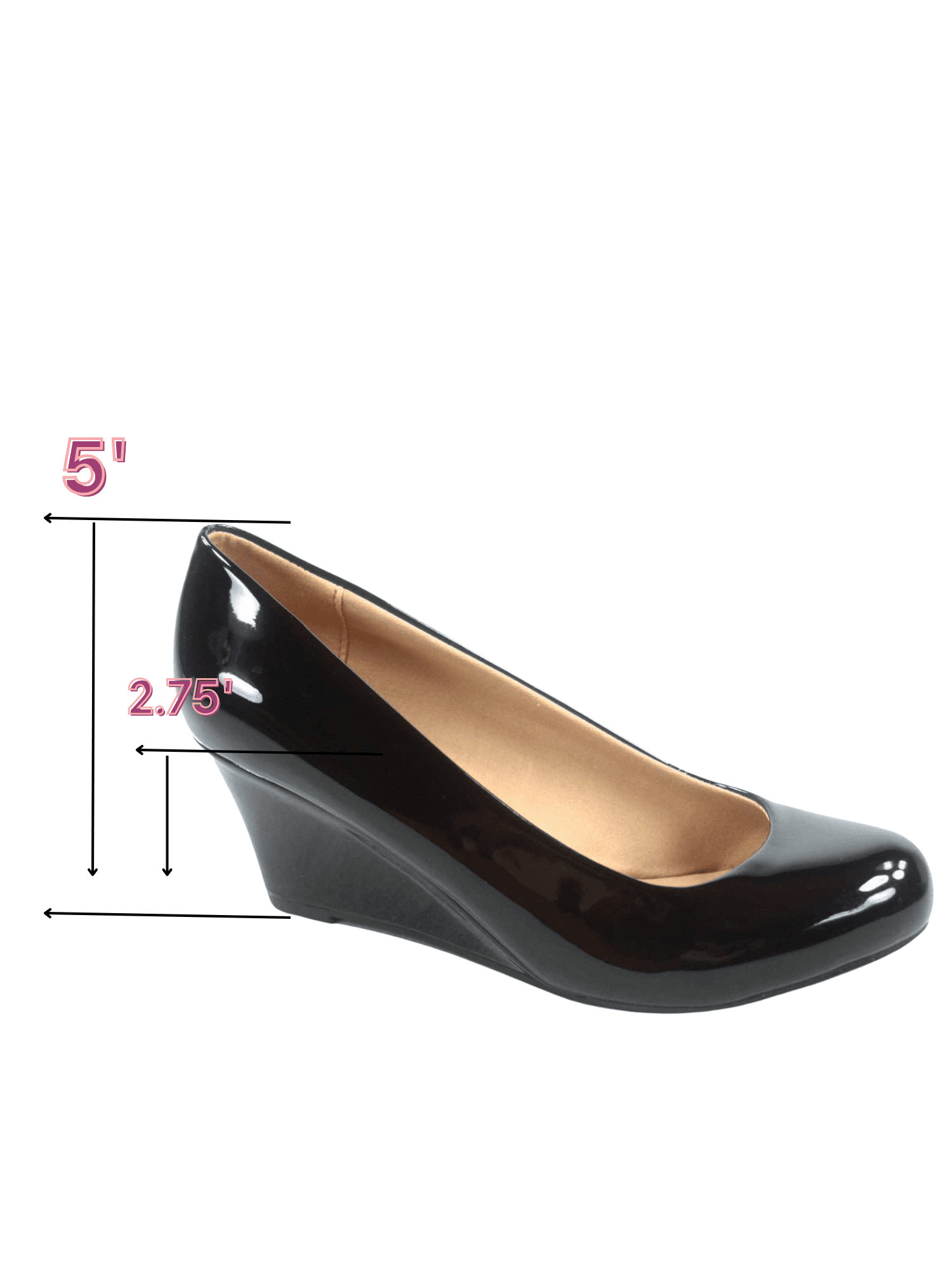 Ladies black patent 2024 wedge shoes
