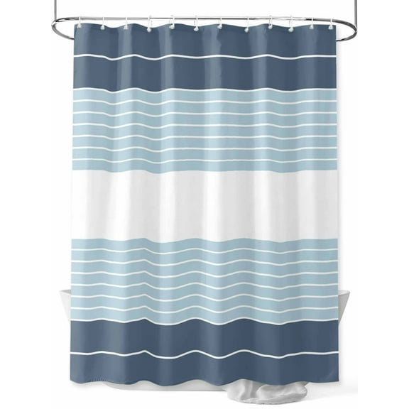 Fsddascl Haze Blue Aqua Stripe Shower Curtain Set - 54" x 78" Washable Bathtub Curtain with 12 Hooks, Modern Art Horizontal Striped Waterproof Fabric Stall Shower Curtains for Bathroom/Bathtub