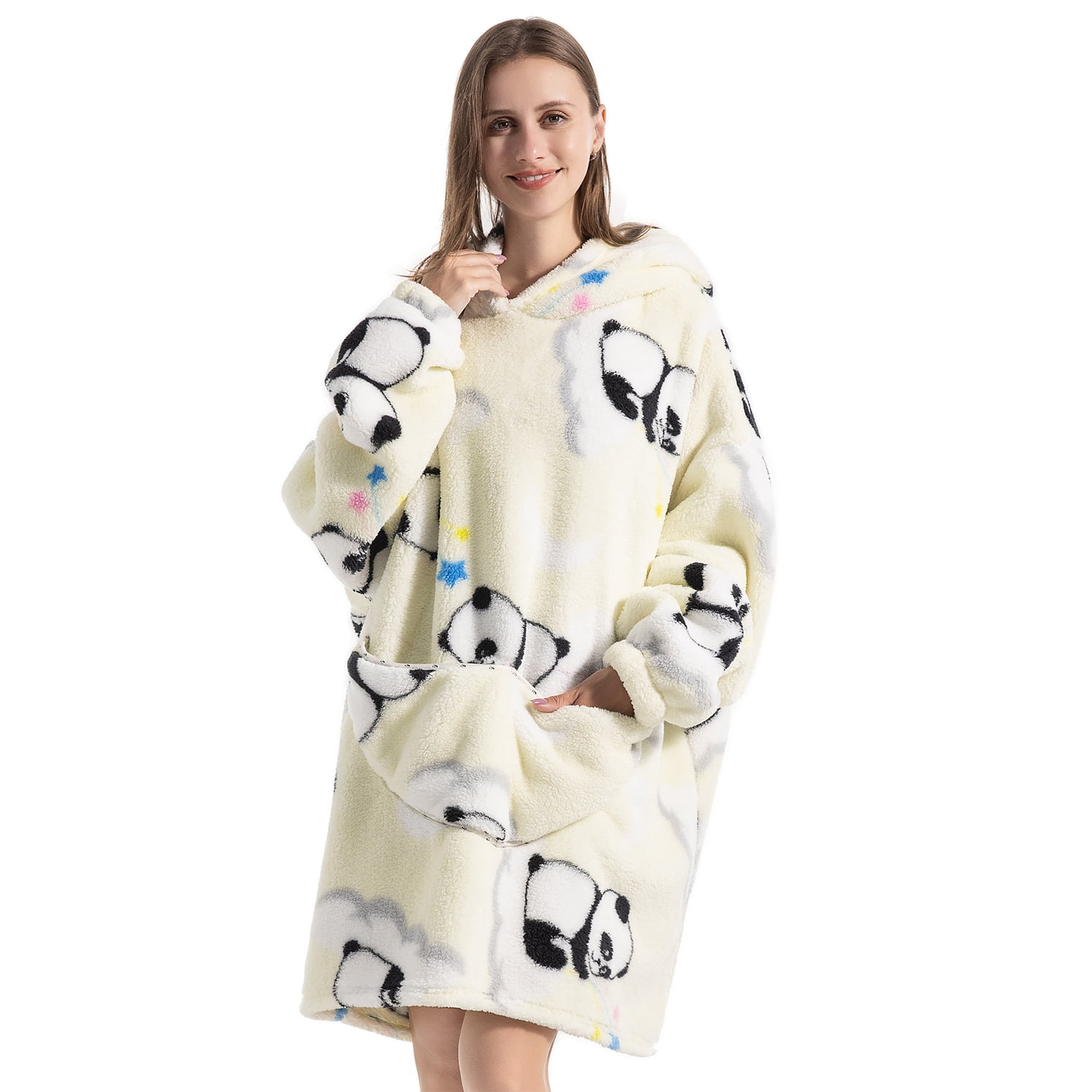 Msrlassn Hoodie Blanket for Women Adults Wearable Hooded Sweatshirt Pullover, Wearable Blanket Hoodie Super Soft Warm Cosy Sweatshirt with Big Pocket