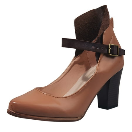 

Mortilo Toe Heels Color Buckle High Work Shoes Strap Single Solid Women Shoes Shoes Pointed Leisure Women s Pumps Gift