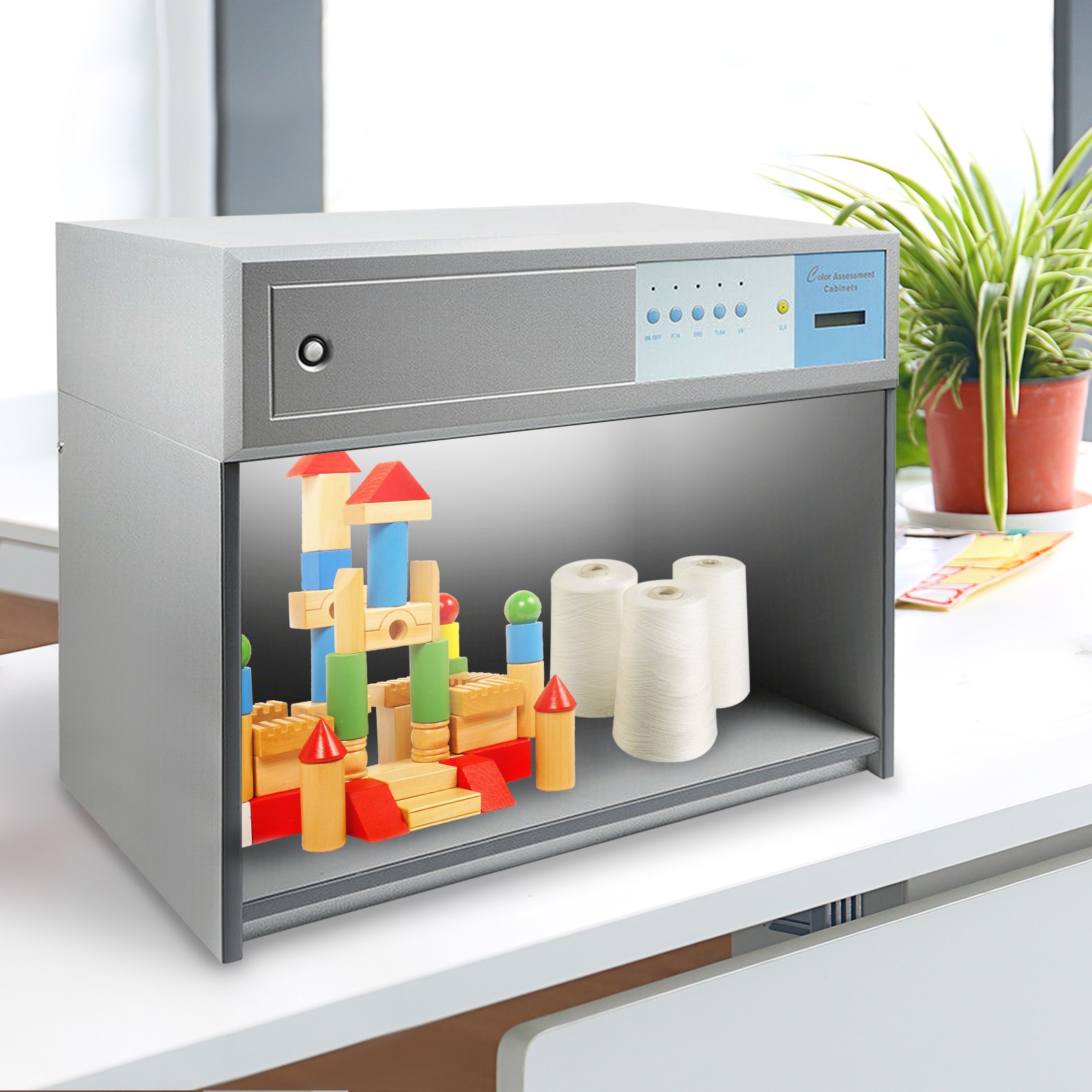 Light Booth for Matching Color Assessment Cabinet,Lab Color Matching Light Box Silver Rectangular