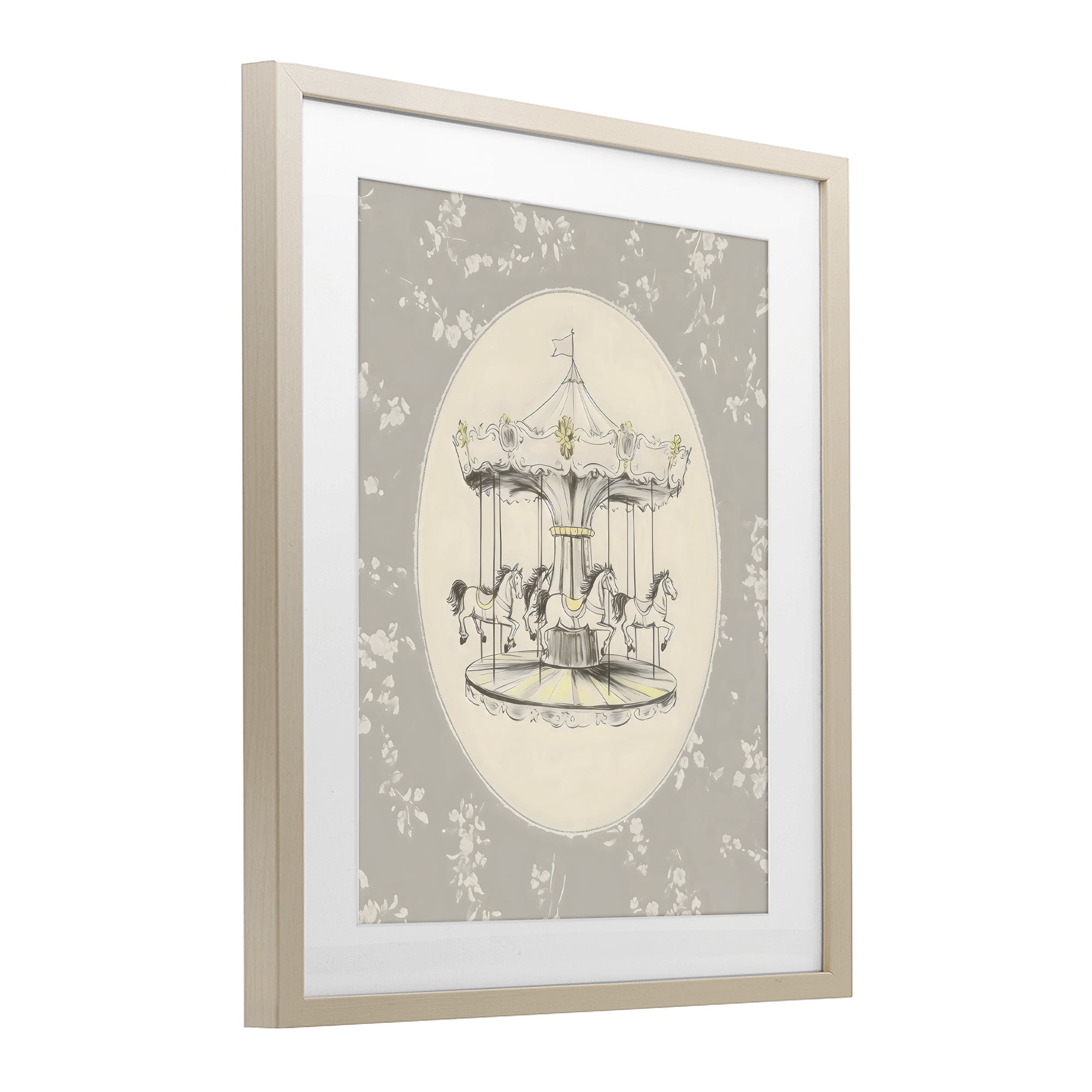 Stupell Industries Gentle Floral Carousel Birch Framed Print Under Glass, design by Arlington Prints